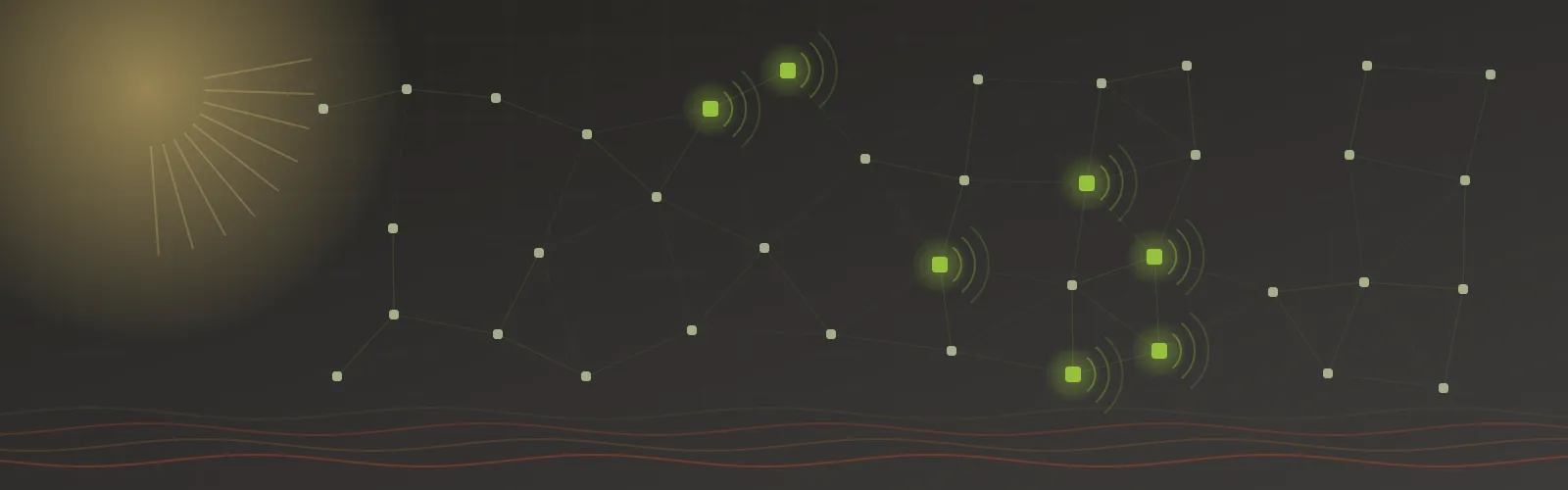 Illustration of a wireless network of batteryless IoT nodes powered by ambient energy